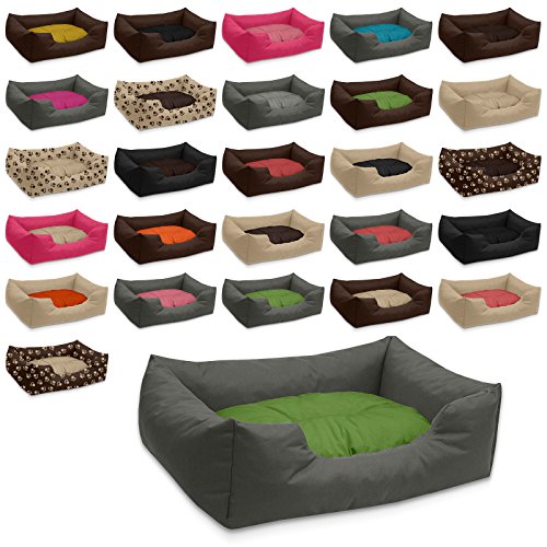 BedDog® colchón para Perro Mimi S hasta XXXL, 26 Colores, Cama, sofá, Cesta para Perro, L Gris/Verde