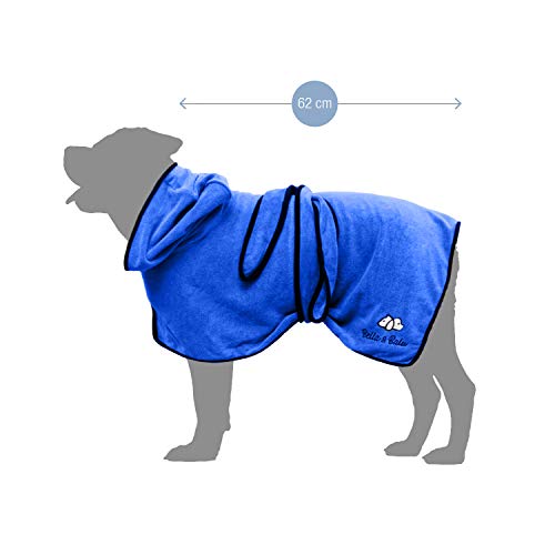 Bella & Balu Albornoz para perro L de Microfibra Absorbente – Toalla para perros para secado tras el baño, nadar o paseo bajo la lluvia