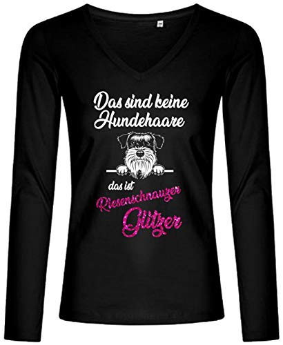 BlingelingShirts - Camiseta para mujer, diseño de perro con purpurina Pelo de perro con purpurina de manga larga S