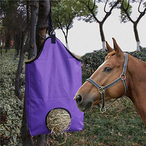 Bolsa de almacenamiento de hierba de caballo Oxford, bolsa para caballos y caballos, de alimentación lenta, morado, 1