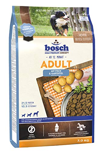 bosch HPC Adult | con Pescado y Patata | Comida seca completa para perros adultos de todas las razas | 3 kg