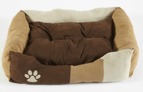 BUNNY BUSINESS - Cama para Perro de Piel sintética, Muy Suave, tamaño Extra Grande, 106,7 cm, Color marrón/Blanco