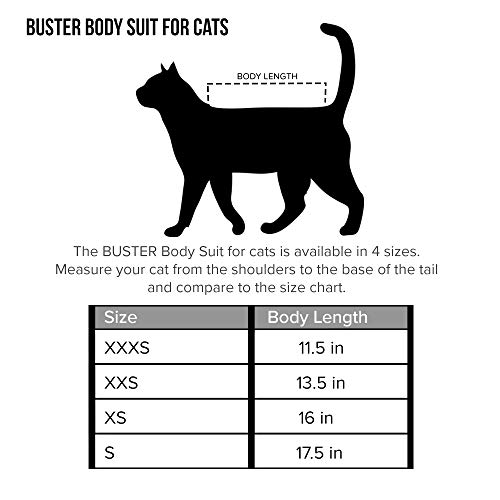 Buster Easygo - Body para gatos, Negro/Gris, XS (38.5 cm)