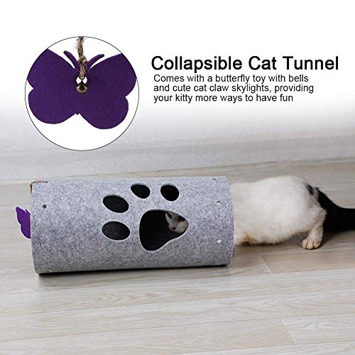 Ccgdgft Túnel del Gato Plegable, Actividad Mascotas Juego de Tubo con Forma de Mariposa Teaser Transpirable Gatito del Perrito de Fieltro Hideaway Entretenimiento Ejercicio (Color : Grey)
