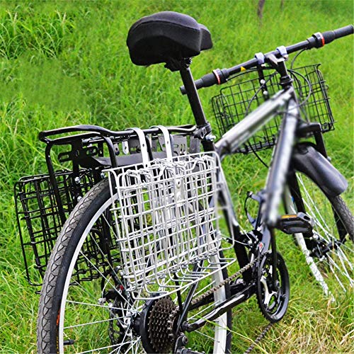 Cesta de bicicleta Cesta de bicicleta plegable con manillar delantero Cesta de bicicleta de metal a prueba de herrumbre con tapa flexible, fondo de malla fácil de instalar Bicicleta cesta delantera