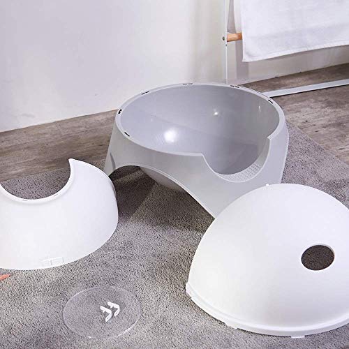 CHW Portable Creative Closed Litter Box/Cat Toilet Space Capsule Plastic Pet Litter Box Cleaning Supplies Security,gris