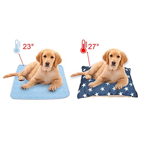 Colchonetas de enfriamiento para Mascotas de Verano Enfriador de colchón de Cama para Perros pequeños/medianos/Grandes/Gatos Cool Pet Sofa Cushion Dog Summer Products S/M/L/XL,Blue,L