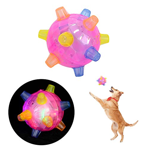 Colmanda LED Bola de Salto Bola de Mascota Perros Bola Intermitente Pelota de Salto LED Gatos Bolas de Salto para Perros Gatos Jugar - Rosa