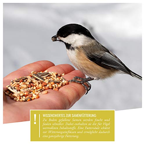 Corazón Animal Salvaje | Dispensador de comida para pájaros (metal, 35cm, para pájaros de acero inoxidable, para alimentar aves silvestres durante todo el año)