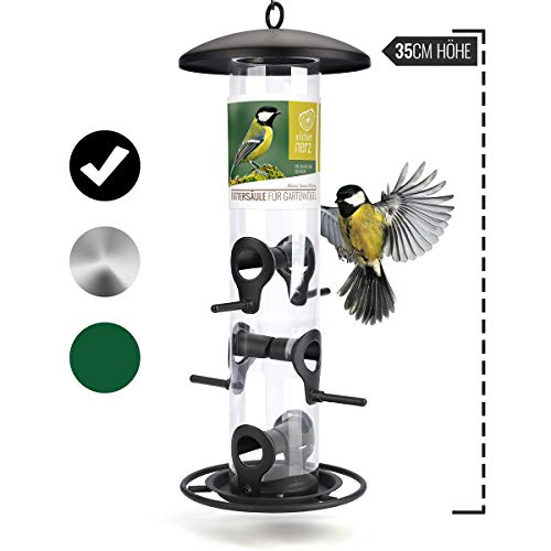Corazón Animal Salvaje | Dispensador de comida para pájaros (metal, 35cm, para pájaros de acero inoxidable, para alimentar aves silvestres durante todo el año)
