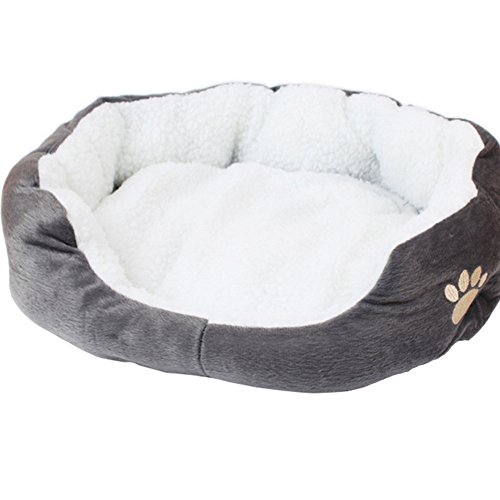 Cosanter Cama de Animal Redondo o Oval en Forma de cojín colchón Cama para Perro/Gato Soft Warm Pet Bed Suministros para Mascotas (Gris)