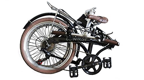 Da'FatCat Bicicleta Plegable de diseño 'Dean 1955', 6 velocidades Shimano, neumáticos Kenda 20", Vintage, con portabultos, Adulto, Unisex