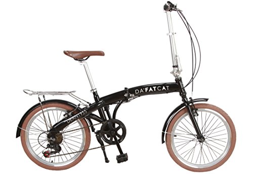 Da'FatCat Bicicleta Plegable de diseño 'Dean 1955', 6 velocidades Shimano, neumáticos Kenda 20", Vintage, con portabultos, Adulto, Unisex