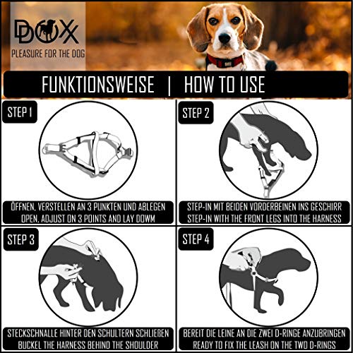 DDOXX Arnés Perro Step-In Air Mesh, Ajustable, Acolchado | Diferentes Colores & Tamaños | para Perros Pequeño, Mediano y Grande | Accesorios Gato Cachorro | Negro, XS