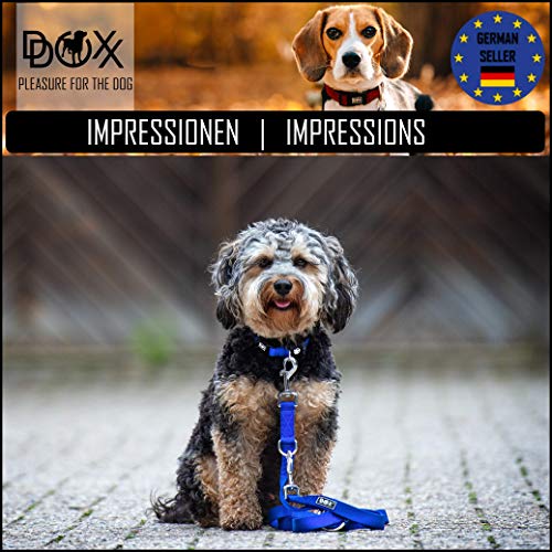 DDOXX Correa Perro Multiposición Nylon Reflectante, Ajustable en 3 tamaños, 2 m | Diferentes Colores & Tamaños | para Perros Pequeño, Mediano y Grande | Correa Doble 2 Gato Cachorro | L, Rojo, 2m