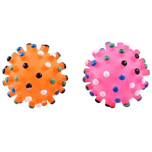 DealMux 2 piezas en forma de bola del apretón animal doméstico del perro de Yorkie chillona juguete, fucsia