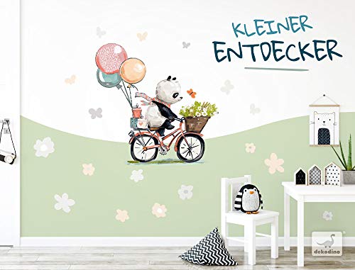 dekodino® Pegatina pared cuarto bebé dichos panda bicicleta - kleiner Entdecker