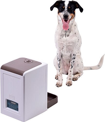 dobar 50131 Grande automático Forro automática para Perros y Gatos, programable Forro dispensador con Mensaje de Voz, Color Blanco