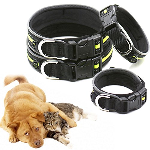 Dxlta Collar de Mascota con Tira Reflectante Nylon Ajustable para Mascotas Gato Perro Seguridad Nocturna