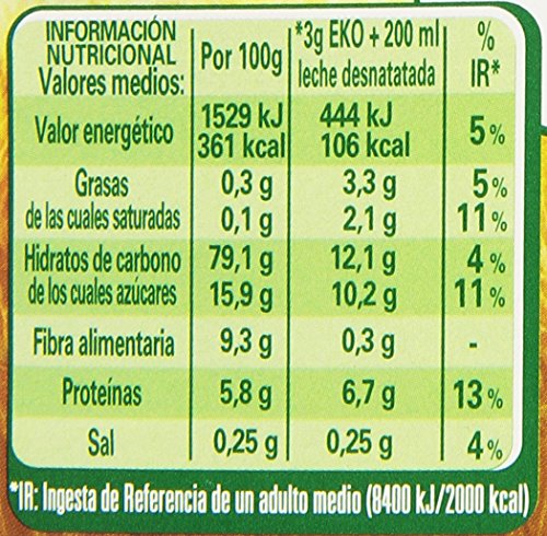 Eko - Mezcla de cereales solubles - Sabor de miel y jalea real - 150 g