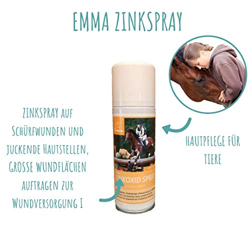 EMMA Spray de Zinc para Caballos I Spray para protección y Cobertura de heridas I para una óptima cicatrización de heridas I Spray de pomada 200ml