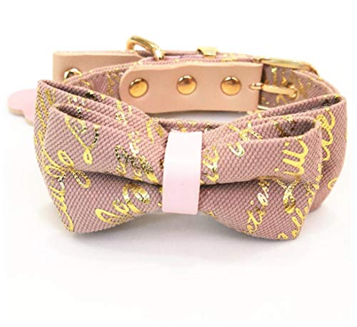 fafagogo2216gogo Dog Pet Collar Pink Bow with Bone Charm Collars For Small Dogs Cats Gift Box Bow Can Detachable Pet Collar,Green,L