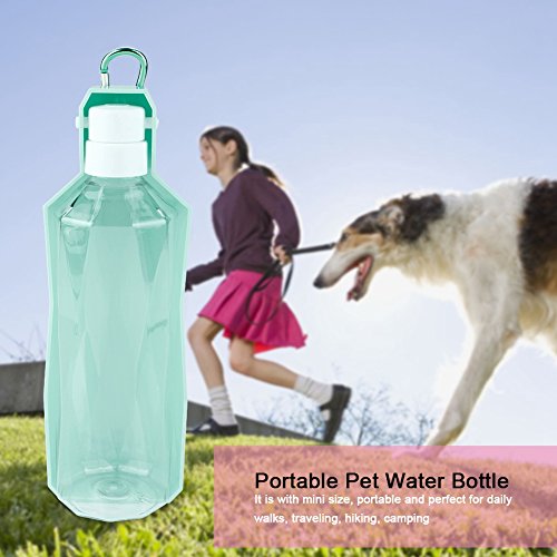 Fdit Botella de Agua Portátil para Perros Dispensador Ligera Viajes para Mascotas Taza de Bebida Plegable 500ml Socialme-EU(Verde)