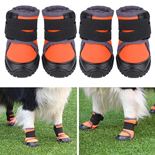 Fdit Socialme-EU 4Piezas de Moda para Mascotas Cachorro Zapatos Perro Grande Antideslizante Deportes Botas de Escalada (45#-Naranja)