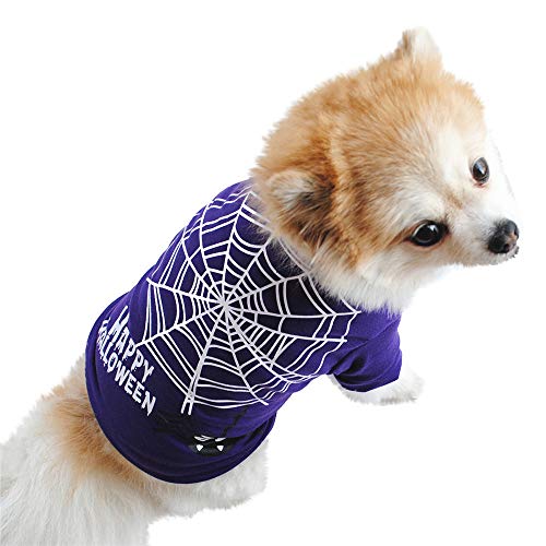 Fossrn Disfraz Halloween Perro Pequeño Chihuahua Yorkshire Camiseta Patrón de Telaraña para Mascota Gato Cachorros