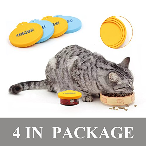 FRETOD Universal Stretchable Silicone Caps de Lata para Mascota, Perro, Gato - Pack de 4