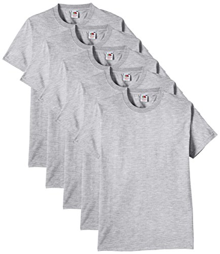 Fruit of the Loom Heavy Cotton tee Shirt 5 Pack Camiseta, Gris (Heather Grey), Small (Pack de 5) para Hombre