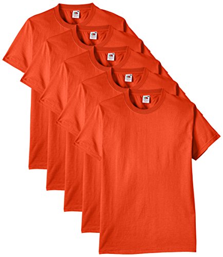 Fruit of the Loom Heavy Cotton tee Shirt 5 Pack Camiseta, Naranja, Medium (Pack de 5) para Hombre