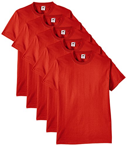 Fruit of the Loom Heavy Cotton tee Shirt 5 Pack Camiseta, Rojo, Small (Pack de 5) para Hombre