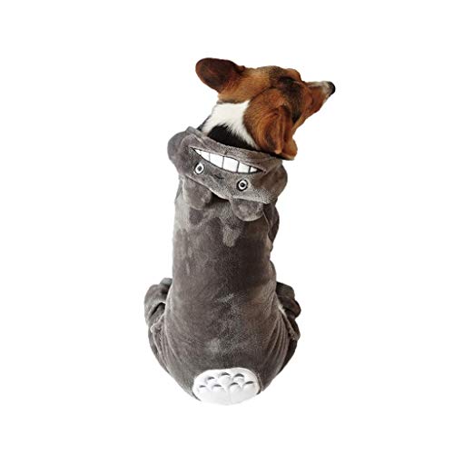 FTFDTMY Albornoz de vellón Coralino para Perros pequeños, Totoro Bulldog francés Servicio Informal para el hogar - Schnauzer Teddy Dog Ropa de Invierno cálida y Linda (Color: Gris, Talla: XL)