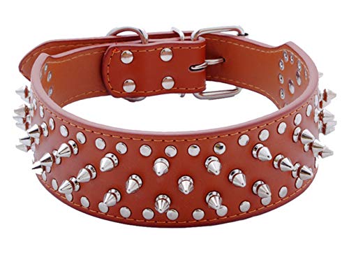 Fully perro Collar de seguridad Choke Collar Mashroom picos tachuelas ajustable Labrador Huskie 5 cm de ancho (L, marrone chiaro)
