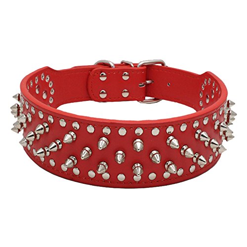 Fully perro Collar de seguridad Choke Collar Mashroom picos tachuelas ajustable Labrador Huskie 5 cm de ancho (L, rosso)