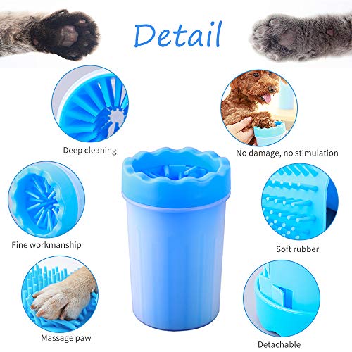 Fuumui - Limpiador de Huellas de Perros, con una Toalla, portátil, para Limpiar Las Patas de los Perros, Barro al Aire Libre, Limpieza de los Perros (M, Azul)