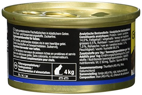 GimCat ShinyCat in Jelly – Comida para gatos con pescado en gelatina para gatos adultos – Atún – 24 latas (24 x 70 g)