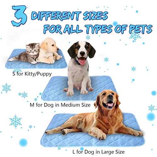 Greetuny Almohadilla de Hielo para Mascotas Verano Esterilla refrigerante Keep Cool para Perros o Gatos Camas de Perro Sofa (S:50 * 40cm, Azul)