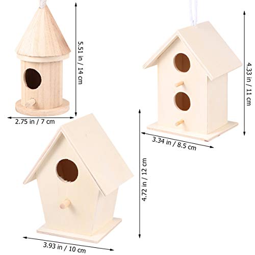 Hakka - 3 casas para pájaros para colgar al aire libre, para colgar en la cama, para colgar pájaros, casa, jaula, accesorios de jardín, decoración para el hogar o el jardín