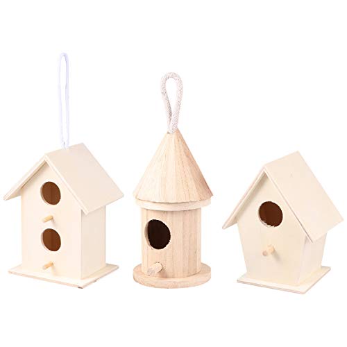 Hakka - 3 casas para pájaros para colgar al aire libre, para colgar en la cama, para colgar pájaros, casa, jaula, accesorios de jardín, decoración para el hogar o el jardín