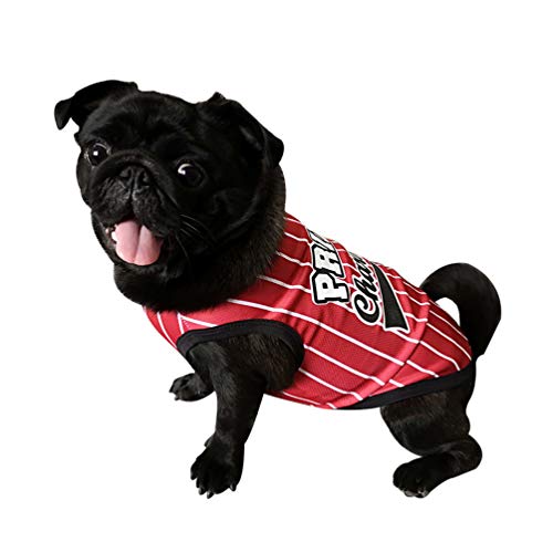 Haobing Ropa de Perro Estampado de Rayas Chaleco para Mascotas Verano Sin Mangas T-Shirt Malla Transpirable (Rojo, 6XL)