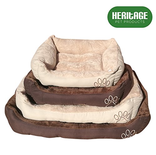 Heritage Pet Products Deluxe - Cesta de cama para mascotas, suave, lavable, cálida, con forro polar