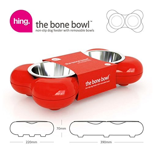 Hing Designs GH-BBR02 - Bol para Perro con Forma de Hueso, Color Rojo