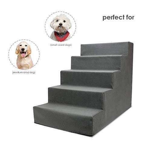 HLR Escalera para Perro Escaleras Mascota Plegable 5 Pasos Escaleras del Gato Perro Mascota Pasos Rampa Escalera Portátil