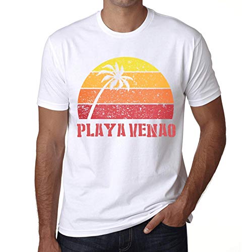 Hombre Camiseta Vintage T-Shirt Gráfico Playa VENAO Sunset Blanco