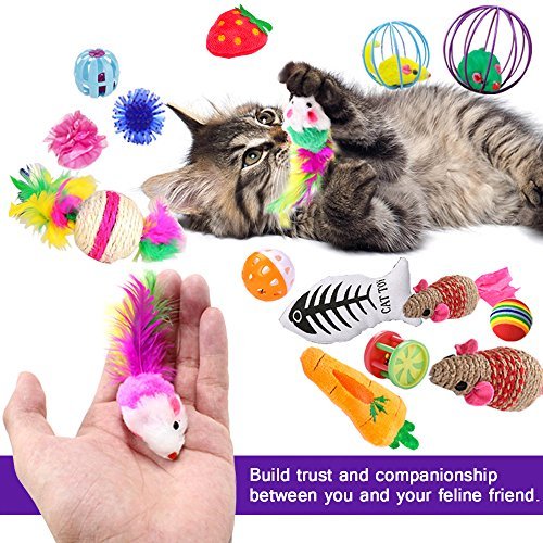 HuLuBB juguetes para gatos 16 en 1 kit de ratones campana de juguete arruga bola teaser varita