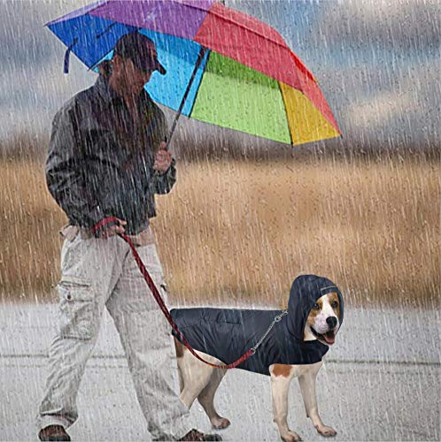 Idepet - Chubasquero con capucha para perro con agujero para el cuello, impermeable, reflectante, para perros pequeños, medianos y grandes