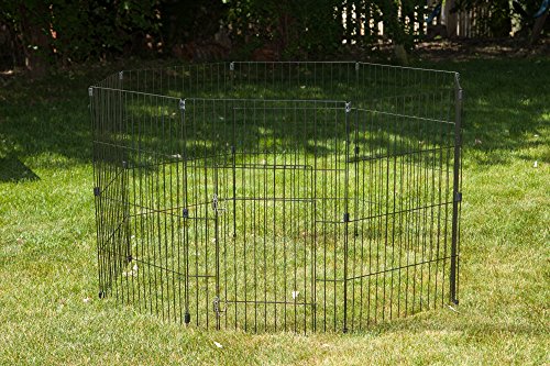 Iris Ohyama, parque para perros / jaula exterior / recinto / perrera - Wire Pet Circle - 36 pulgadas, epoxi, negro, 1.5m ², 60 x 91 cm