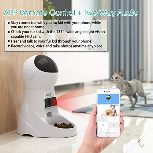 Iseebiz Comedero Automático Gatos/Perros con Cámara HD Dispensador de Comida WiFi con App Control ,Visión Nocturna 3litros